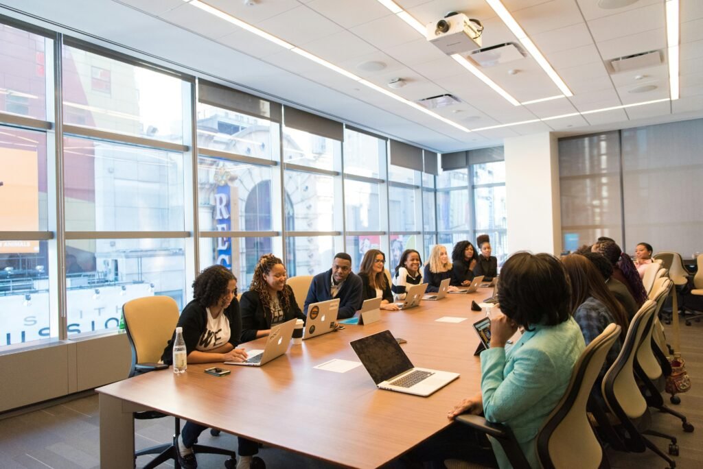 Creative agency office or marketing team meeting